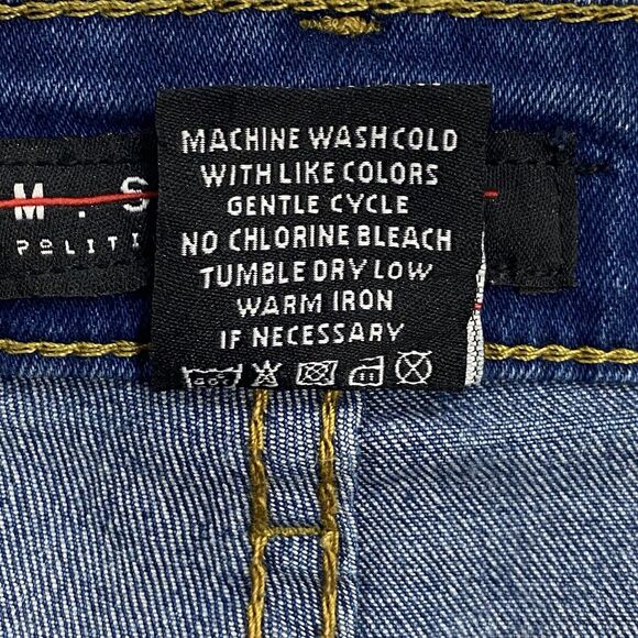 M Society Denim Jeans Mens Actual Size 38Wx31 Blue Paint Splattered Side Stripes - Picture 9 of 13